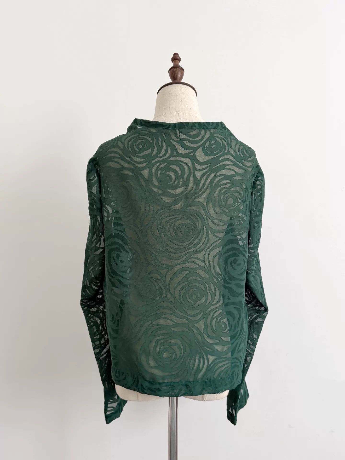 Comme des Garcons CDG 1996 FW Dark Green Rose Sheer Top Size ONE SIZE - 6 Thumbnail