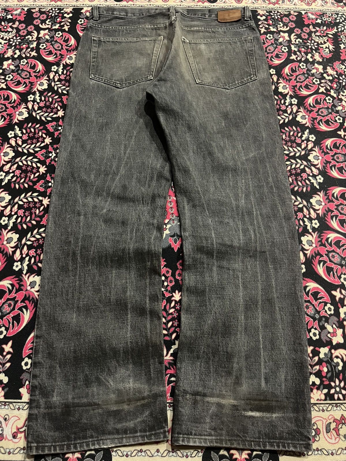 Balenciaga × Gap × Kanye West ⚡️Grunge⚡️Vintage Gap Rough Flame Black Washed Loose Fit Jeans Size US 33 - 2 Thumbnail