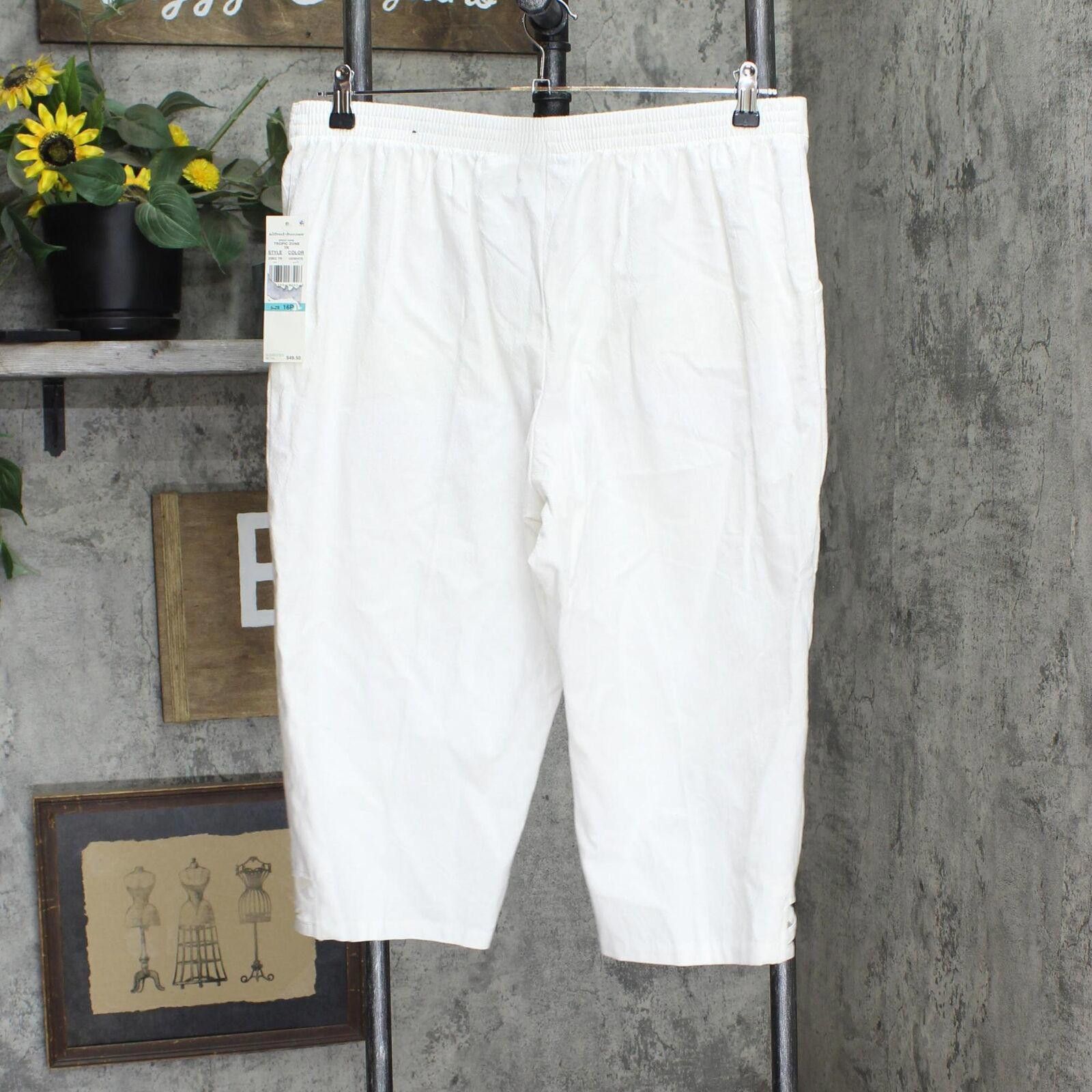 Designer NWT Alfred Dunner Womens Strap Capri Pants 23902TR 16P White Size 38" / US 16 / IT 52 - 2 Thumbnail