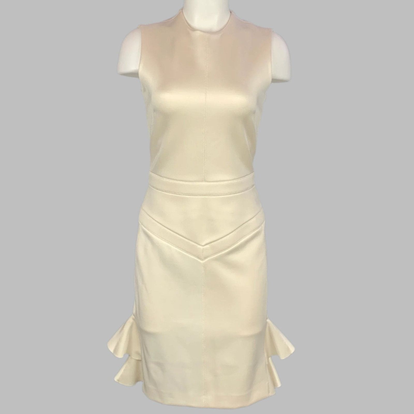 Louis Vuitton Beige Ecru Wool Blend Ruffled Fitted Cocktail Dress Size S / US 4 / IT 40 - 1 Thumbnail
