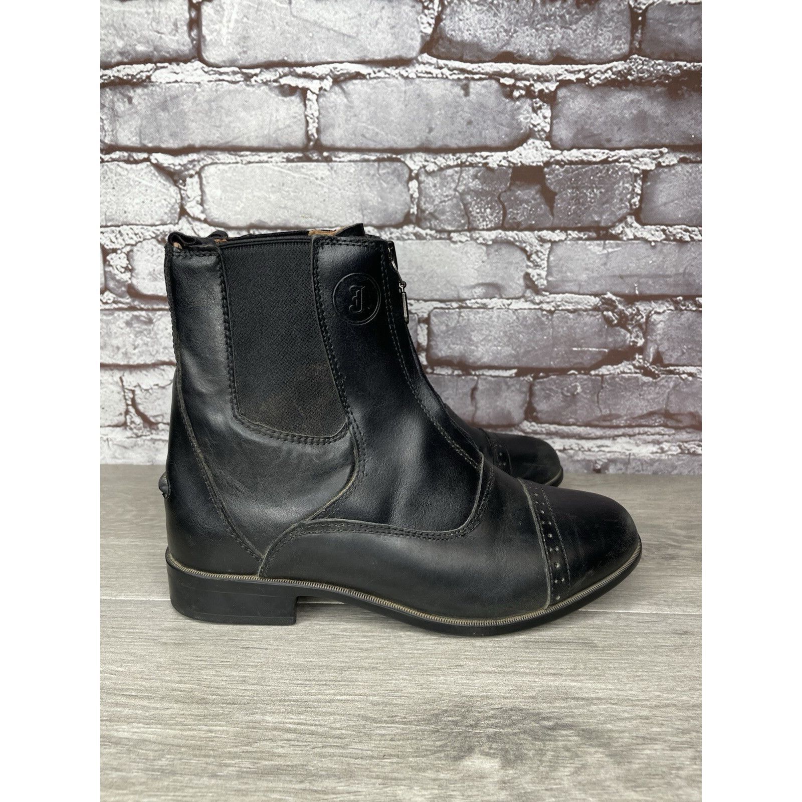 Justin Justin Black Leather Front Zip Jodhpur Cap Toe Boots Women S Size US 7 / IT 37 - 12 Thumbnail
