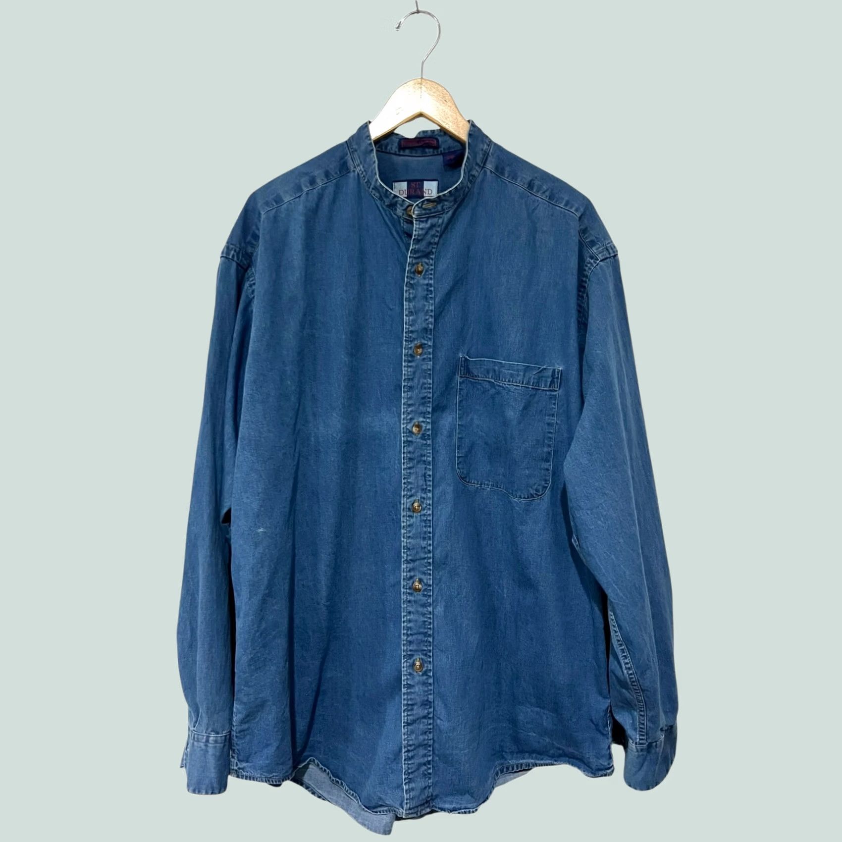 Denime VINTAGE St Durand Men’s Denim Shirt Blue Button-Up Long Sleeve XL Cotton Casual/Travel Mens Shirt Size US XL / EU 56 / 4 - 1 Thumbnail