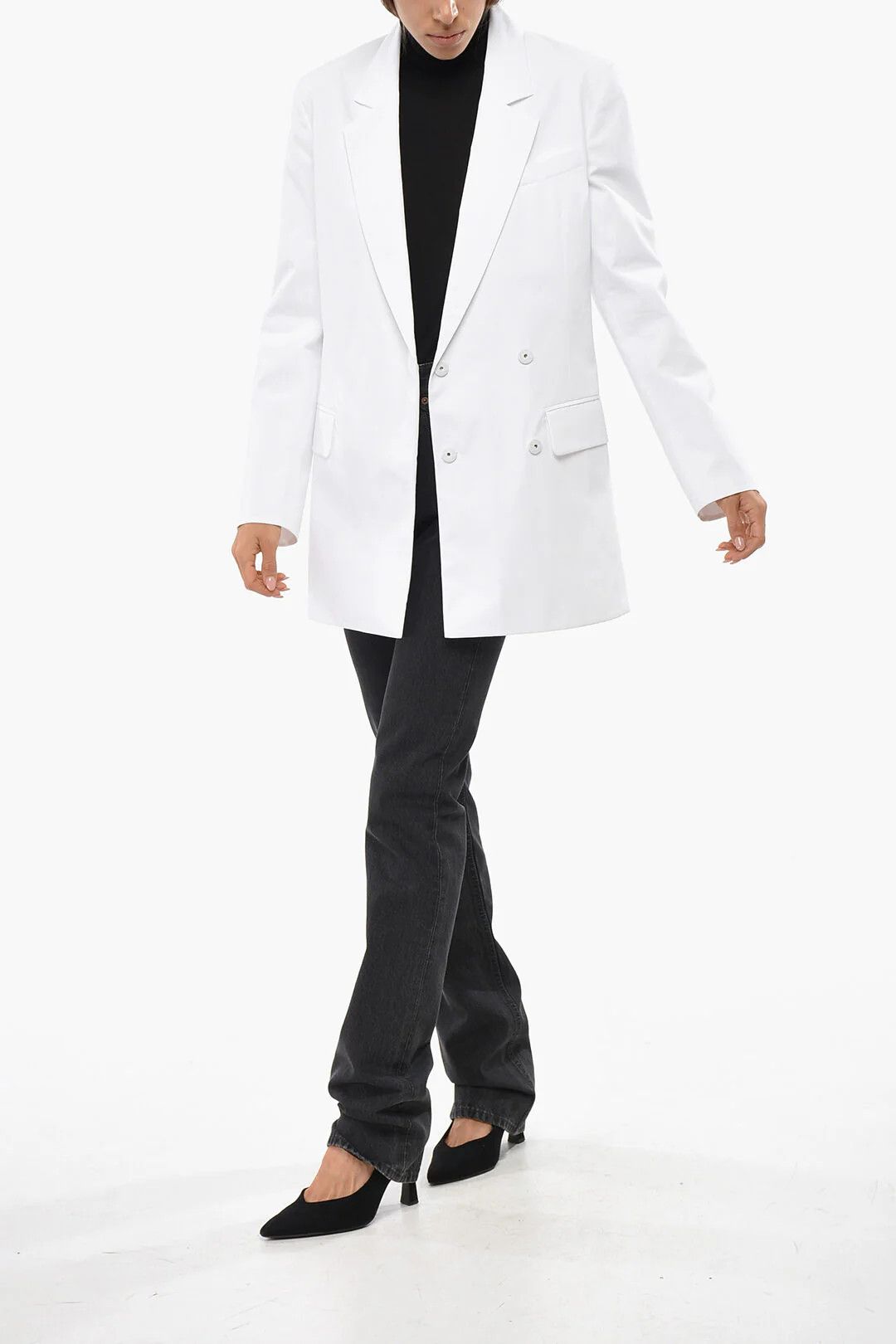 Valentino og1mm0426 Cotton Double-Breasted Blazer in White Size XS / US 0-2 / IT 36-38 - 4 Thumbnail
