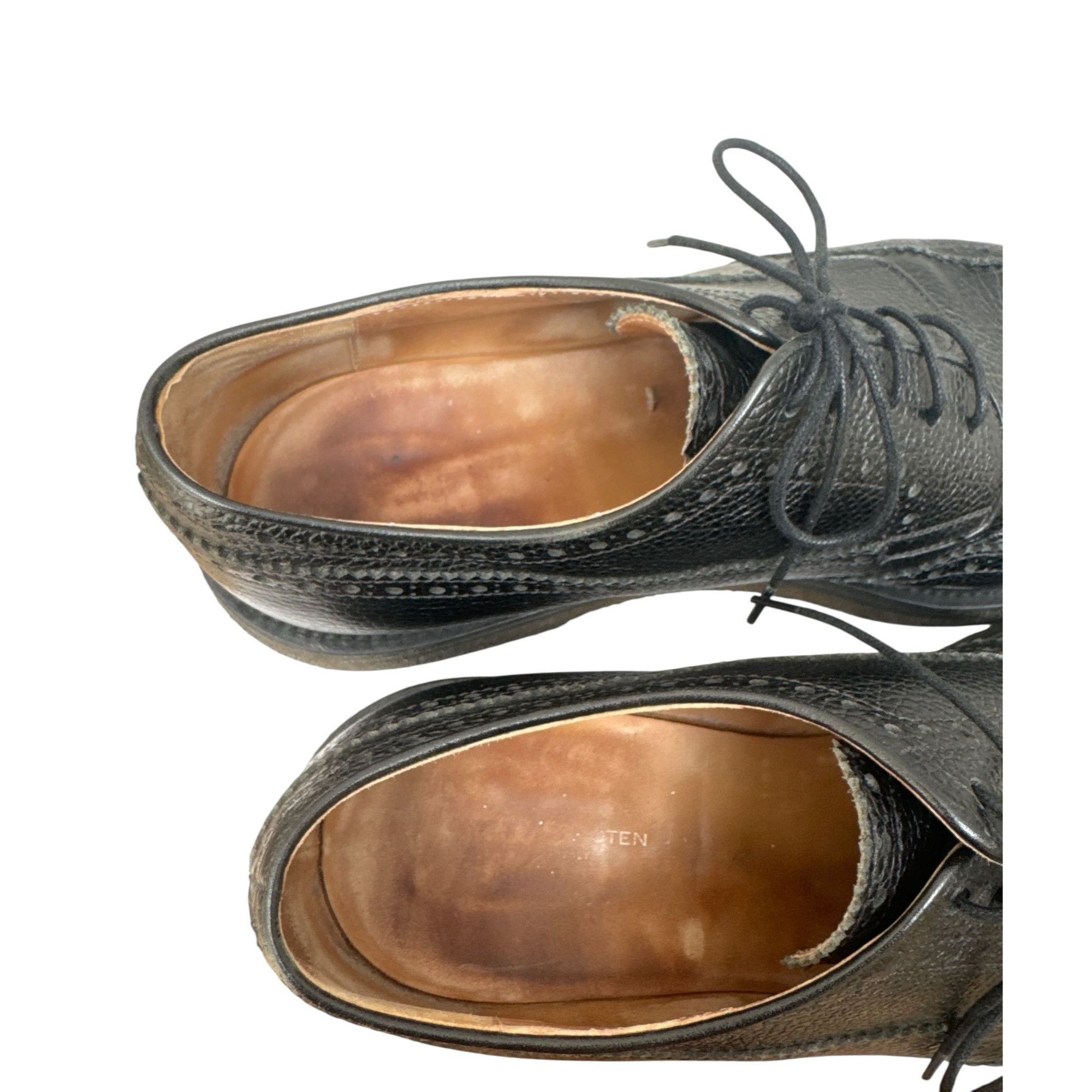 Dries Van Noten Black Pebble Leather Derby Shoes Size US 10.5 / EU 43-44 - 7 Thumbnail