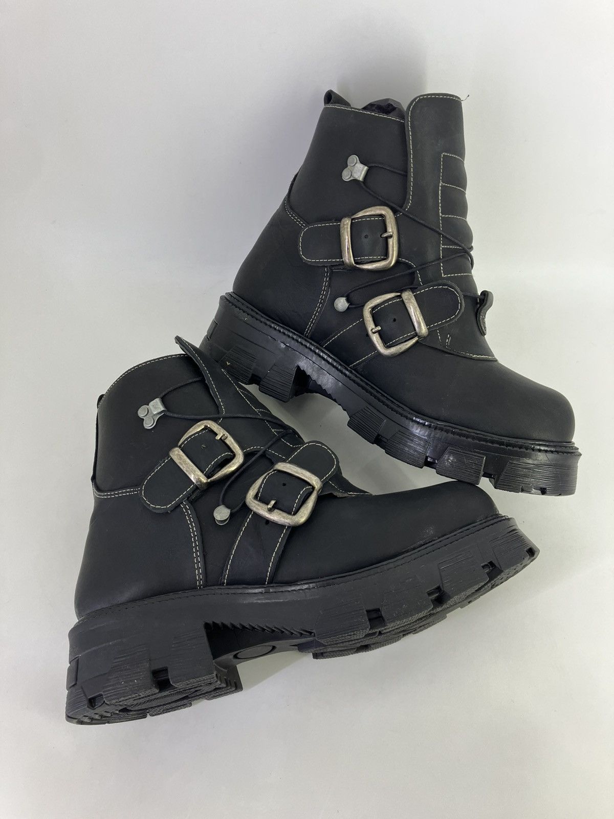 Vintage D’Estaka genuine leather chunky platform ankle boots 90s 00s Size US 10 / EU 43 - 2 Thumbnail