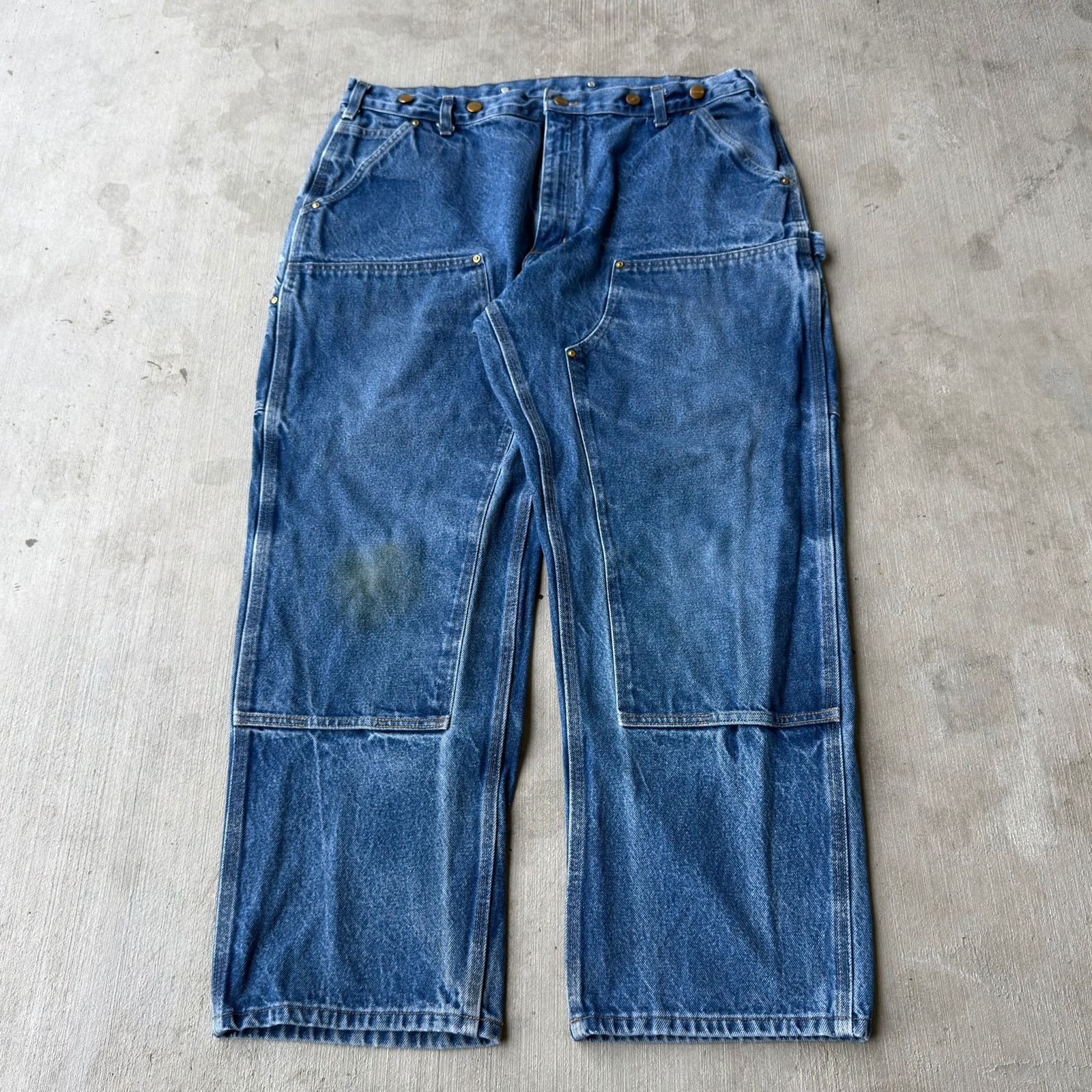 Carhartt × Vintage Carhartt denim blue jean double knee work carpenter pants Size US 38 / EU 54 - 1 Thumbnail