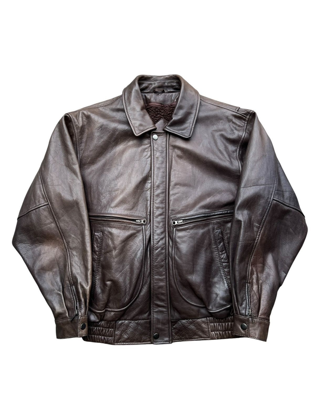 Vintage Vintage 90s Tobell G1 Brown Leather Jacket Size US L / EU 52-54 / 3 - 1 Thumbnail