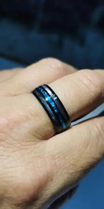 Jewelry × Vintage Inlay Abalone Shell Blue Opal Rings Size ONE SIZE - 4 Thumbnail