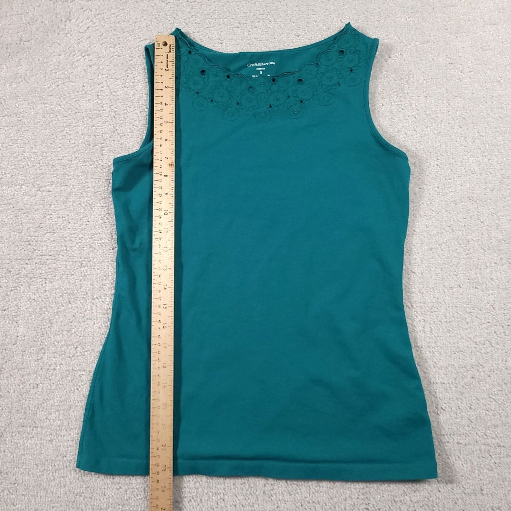 Croft & Barrow Croft & Barrow Shirt Women's Small Green Eyelet Sleeveless Tank Top Boho Stretch Size S / US 4 / IT 40 - 7 Thumbnail