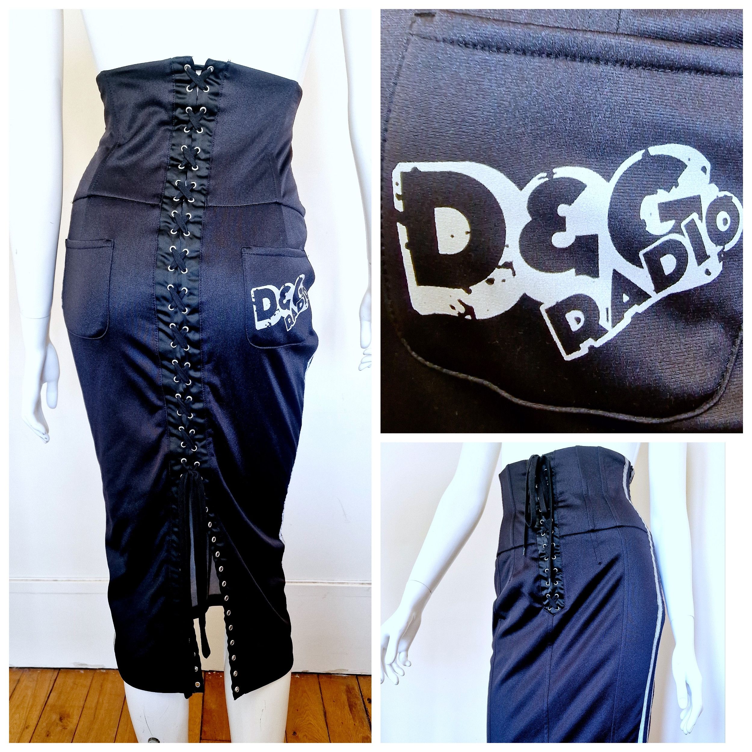 D&G Dolce and Gabbana Radio Corset Lace Up High Waist Skirt