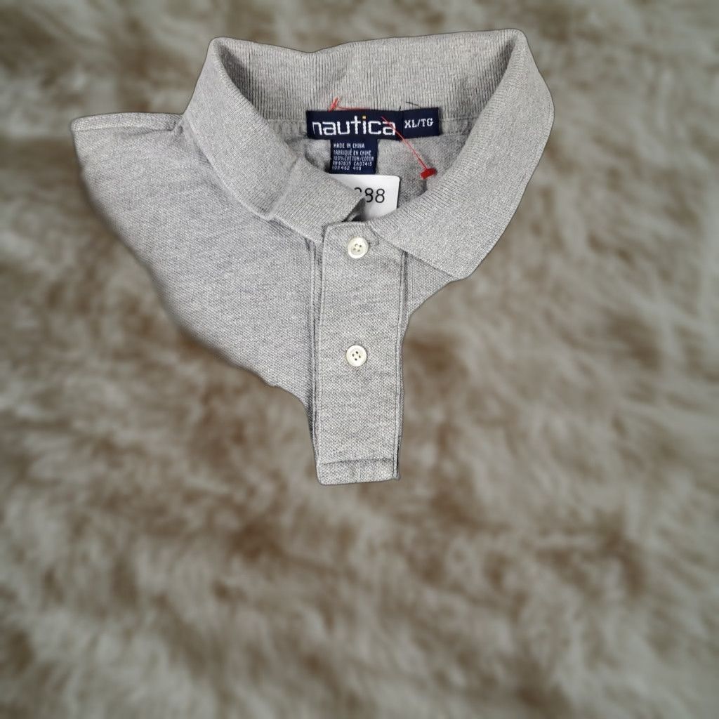 Nautica Nautica Polo Shirt Mens XL Gray Solid Short Sleeve Button Collared Classic Casual Polo XL Gray Mens Size US XL / EU 56 / 4 - 1 Thumbnail