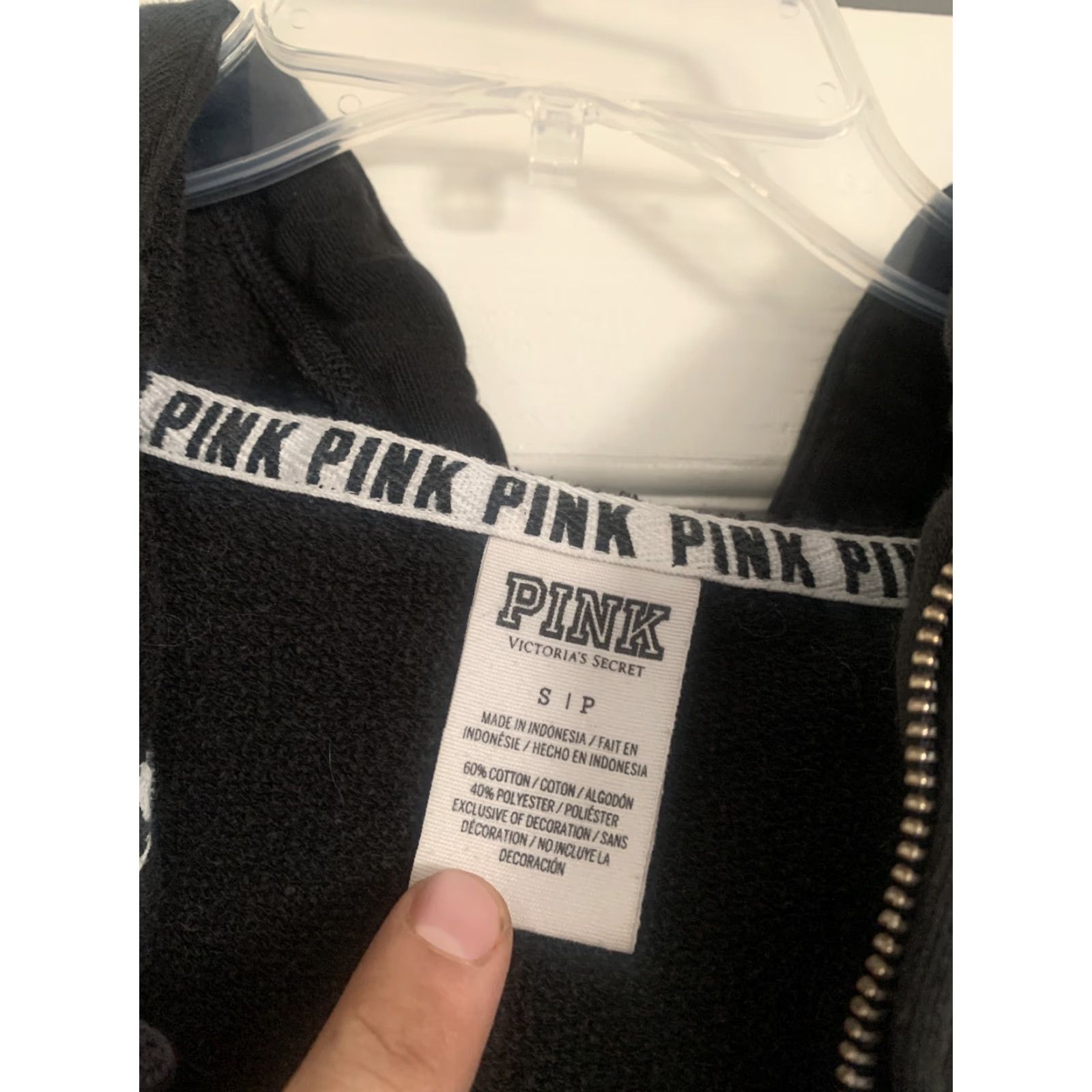 Pinko PINK Hoodie 1/4 Zip Black Women Size S Victoria's Secret Full Zip Activewear Womens Size S / US 4 / IT 40 - 5 Thumbnail