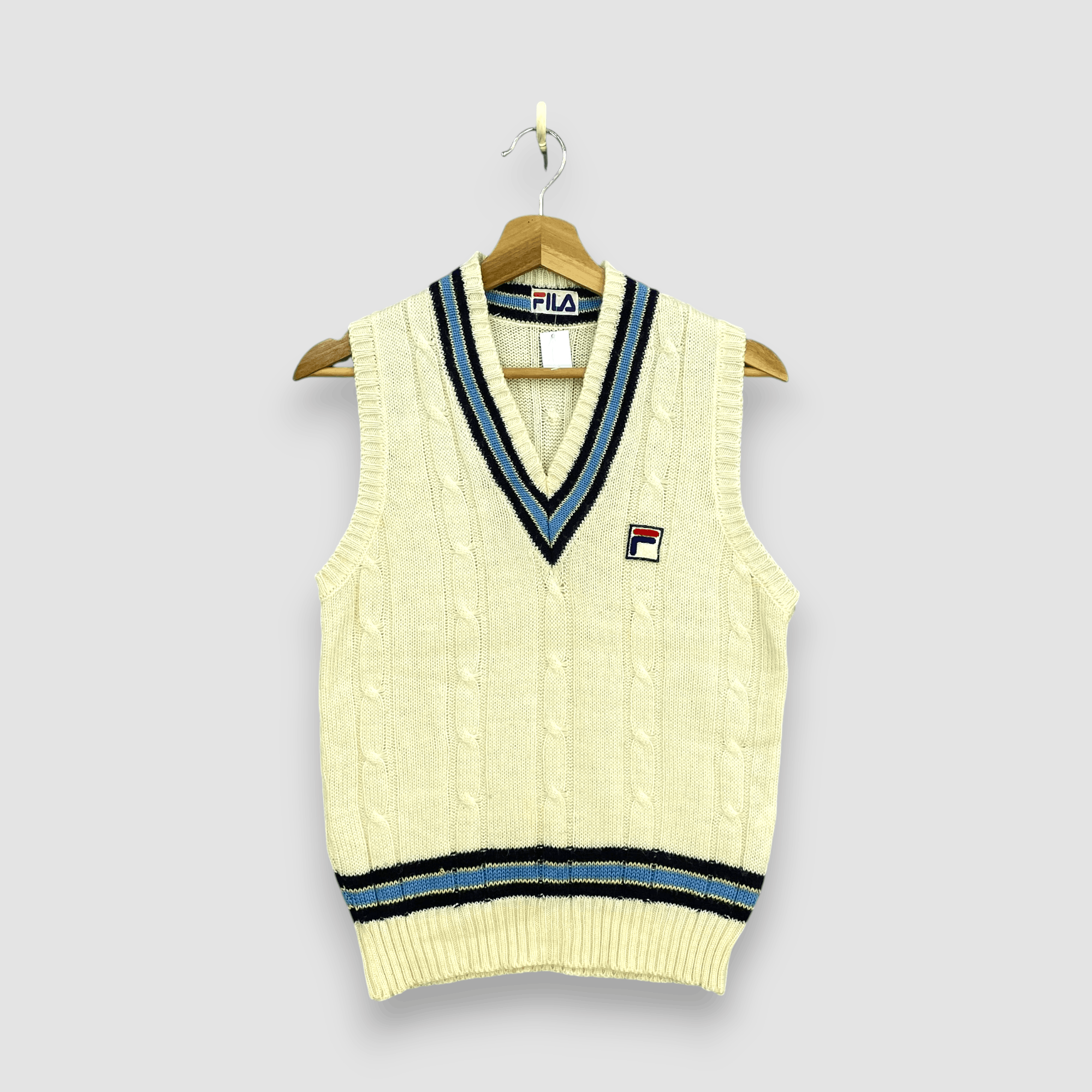 Fila Vintage 80s Fila Wool Vest Cable Knit Tennis Sweater Size US XS / EU 42 / 0 - 1 Thumbnail