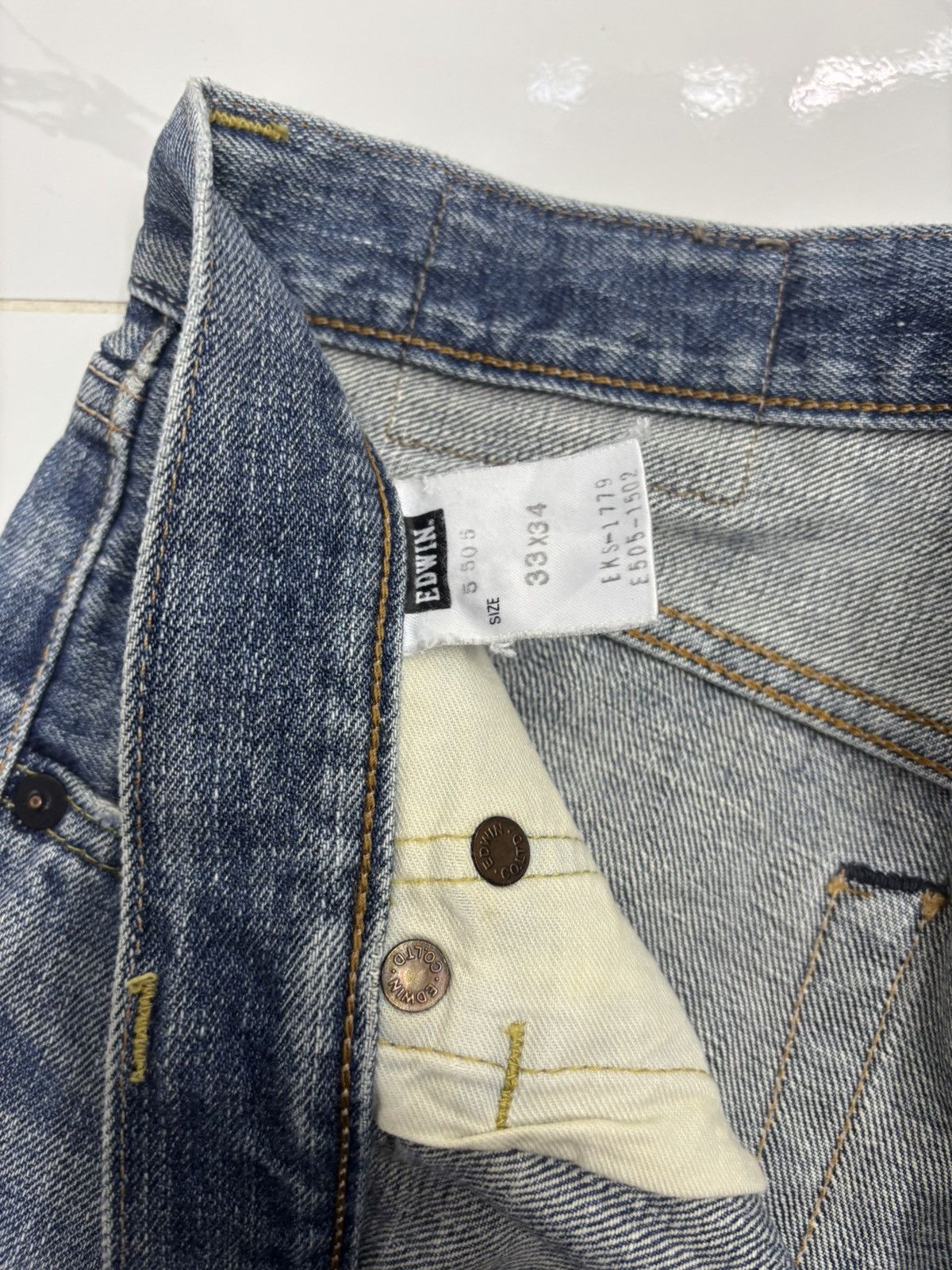 Edwin × Undercover DISTRESSED DENIM EDWIN 505x SELVEDGE BAGGY JEANS UNDERCOVER Size US 33 - 12 Thumbnail