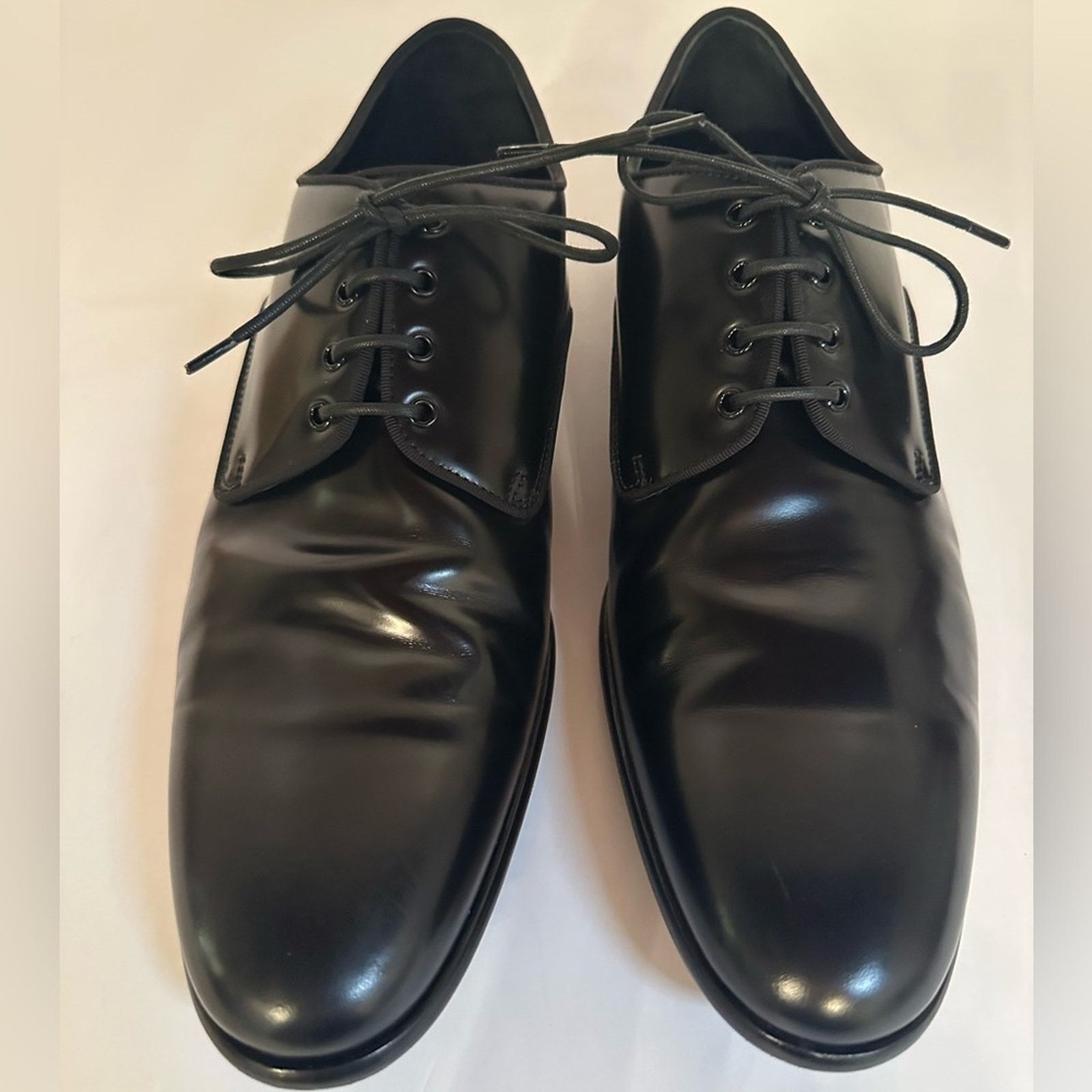 Dolce & Gabbana DG Raffaello Brushed Calfskin Derby Shoes High Shine Black Size US 10 / EU 43 - 3 Thumbnail