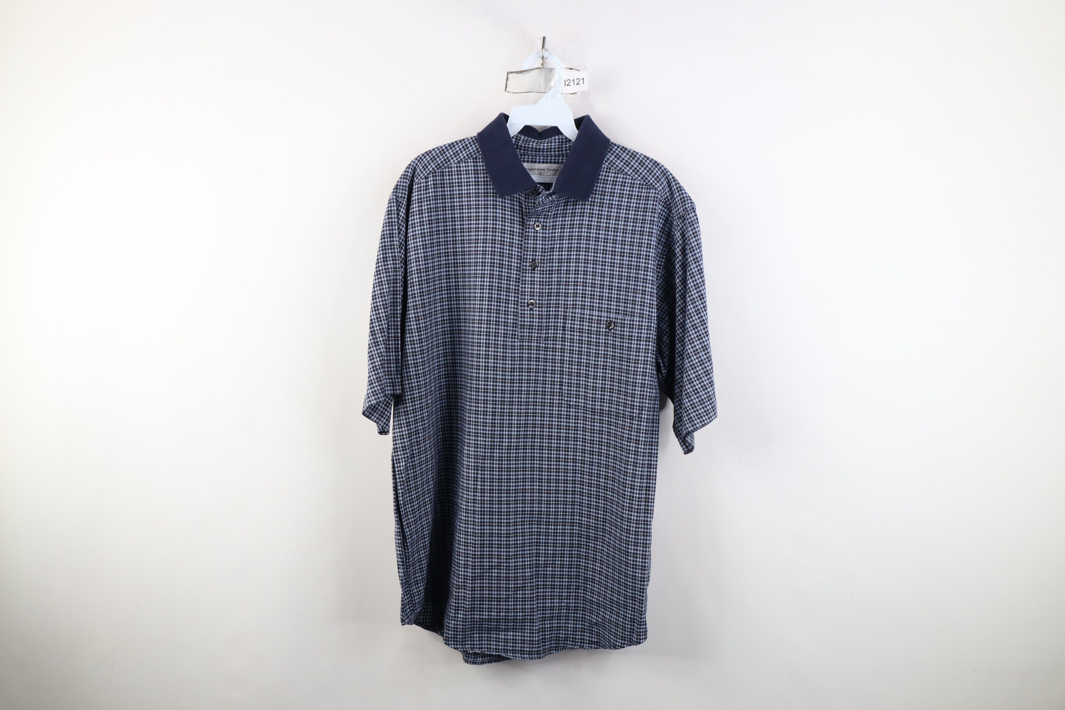 Vintage Vintage 90s Streetwear Knit Golf Polo Shirt Blue Plaid Size US M / EU 48-50 / 2 - 1 Thumbnail