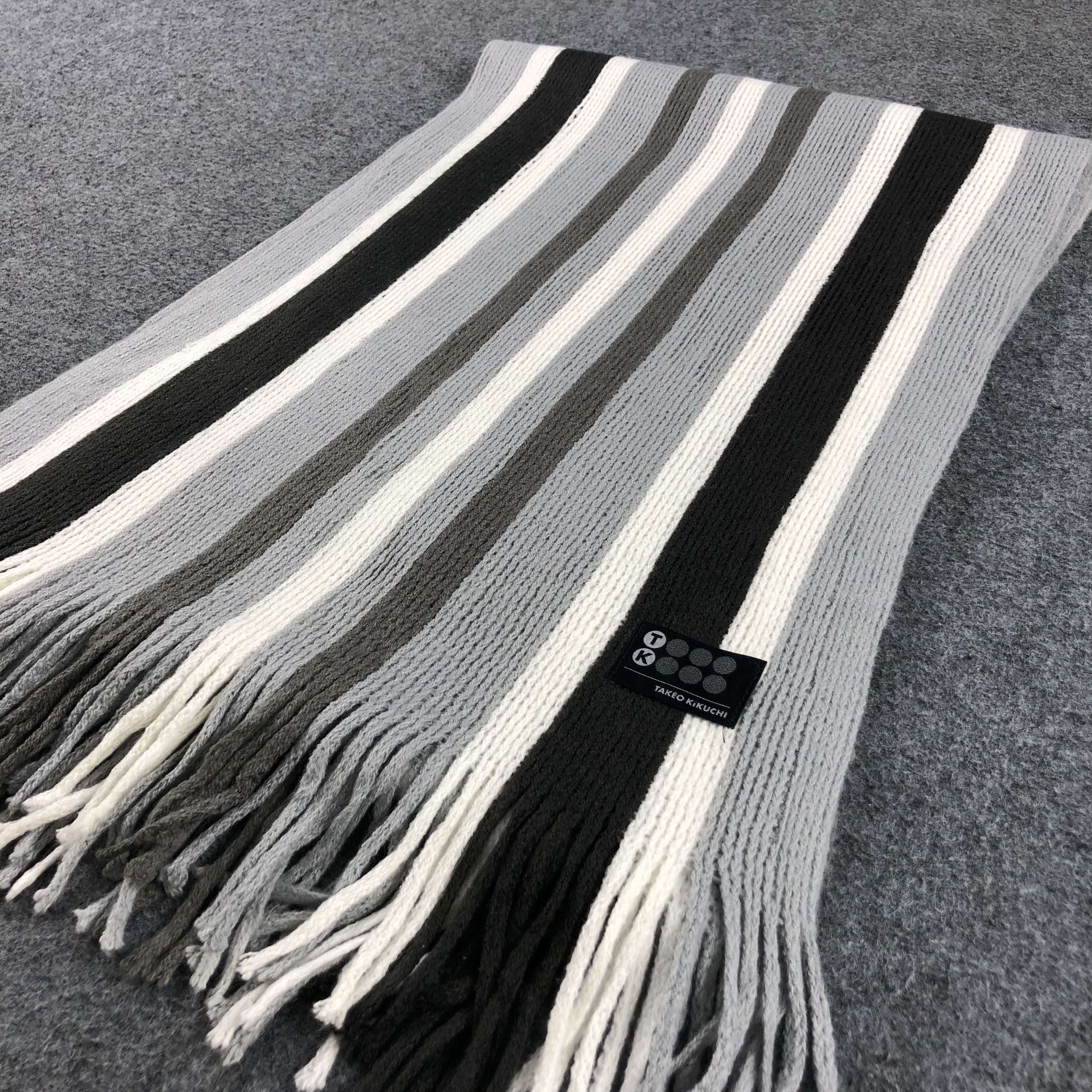 Takeo Kikuchi Takeo Kikuchi Stripes Wool Scarf Muffler V663 Size ONE SIZE - 3 Thumbnail