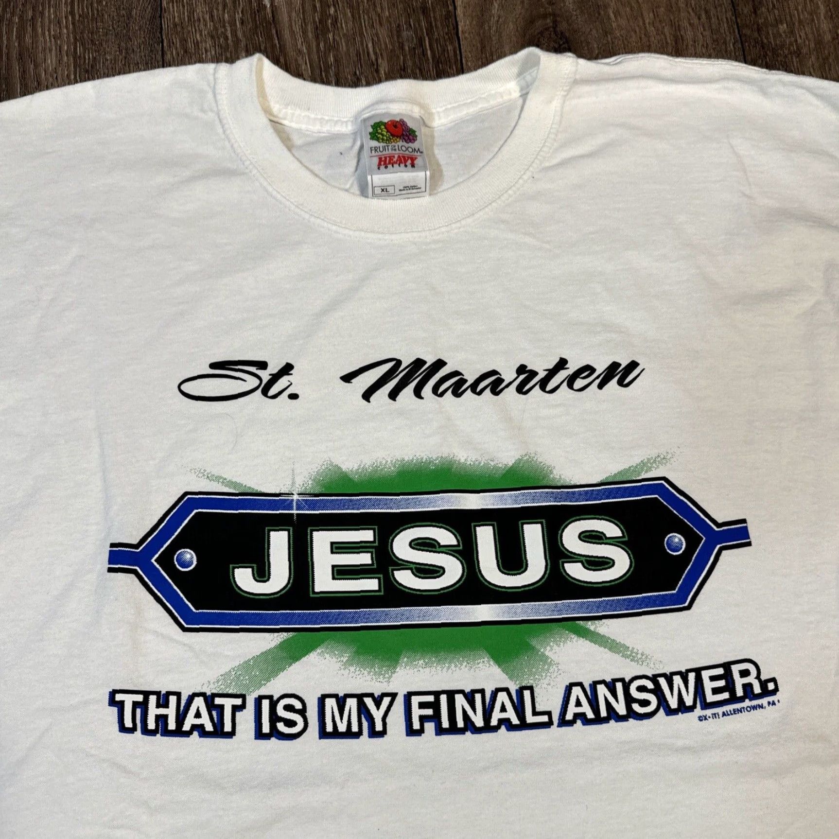 Fruit Of The Loom VINTAGE 90s Jesus That’s My Final Answer St. Maarten Religion God T-Shirt XL Men White 90s Mens XL T-Shirt Fruit of the Loom Size US XL / EU 56 / 4 - 3 Thumbnail