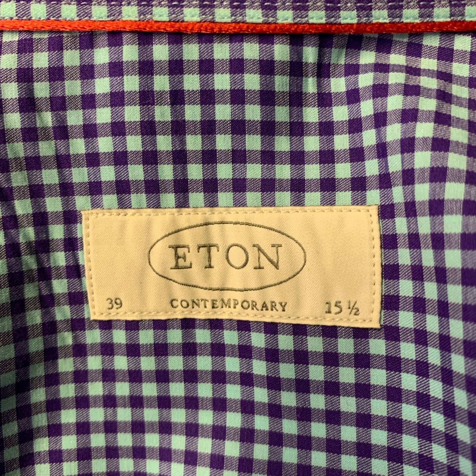 Eton ETON Size S Blue Purple Gingham Cotton Long Sleeve Shirt Size US S / EU 44-46 / 1 - 5 Thumbnail