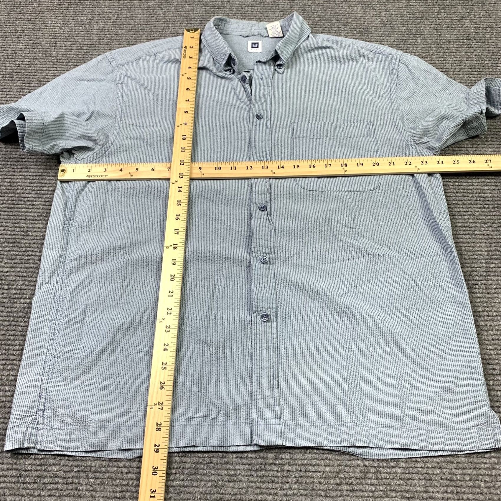 Vintage Gap Factory Seersucker Button-Down Mens Large Textured Striped Blue Shirt Size US L / EU 52-54 / 3 - 4 Thumbnail