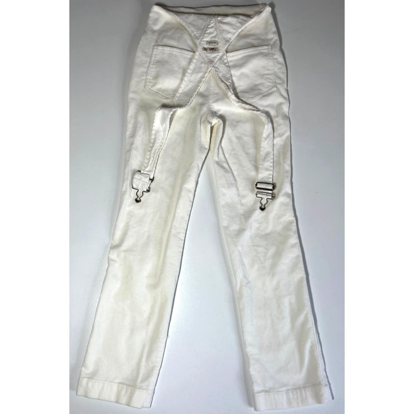 Faherty Faherty Women's Corduroy Overalls Pants Solid Ivory 90s Organic Cotton S Women's Walker Corduroy Overalls Size 28" / US 6 / IT 42 - 6 Thumbnail