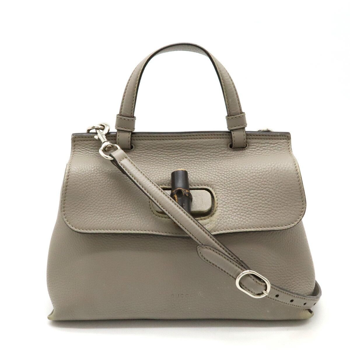 Gucci Gucci Leather Bamboo Daily 2Way Bag 370831 Leather Shoulder Bag 370831 in Grey, Women's
