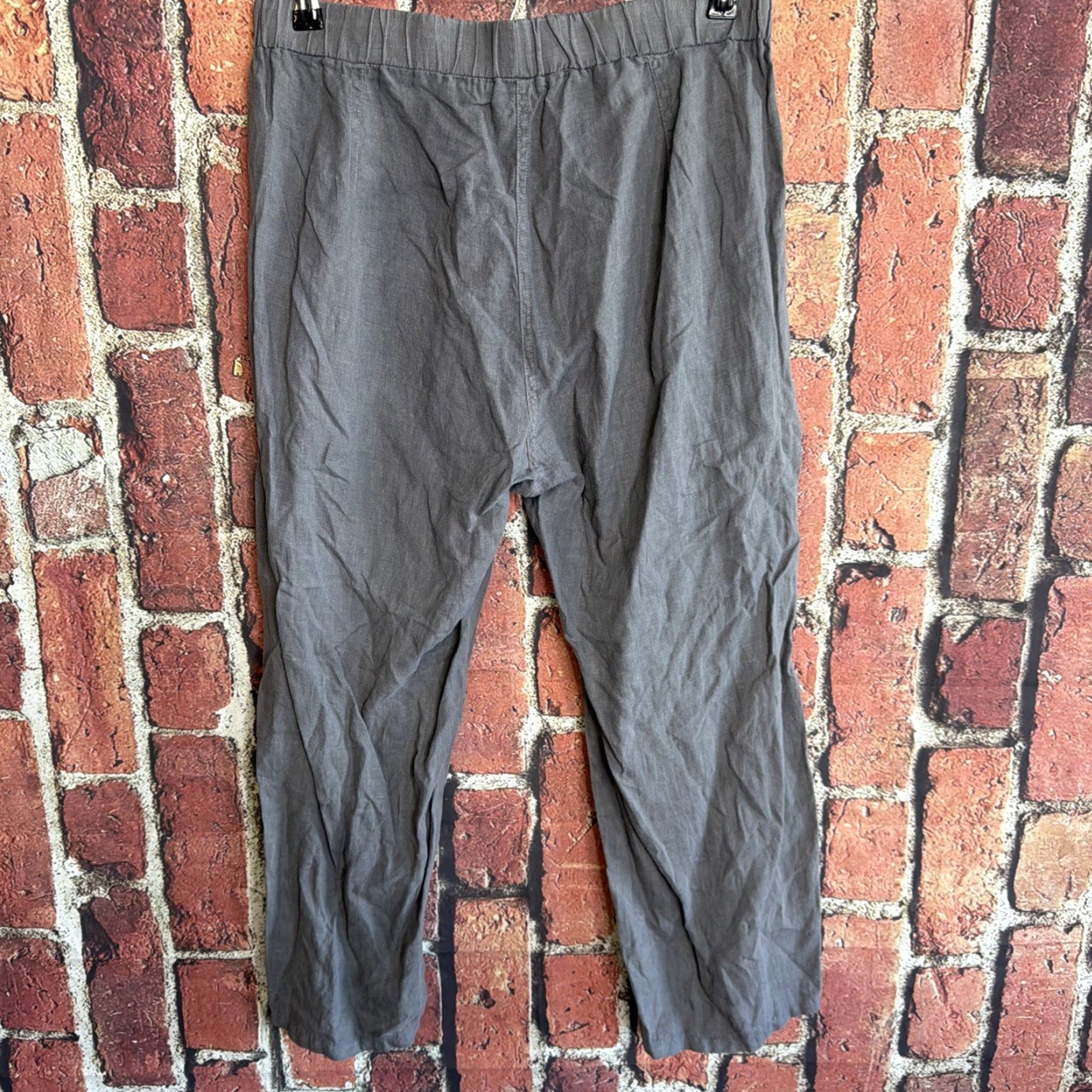 Vintage Cut-loose Pants Womens Casual Wide-Leg Crop Cropped Gray Linen Cotton Relaxed Sz M Medium Size 32" / US 10 / IT 46 - 3 Thumbnail