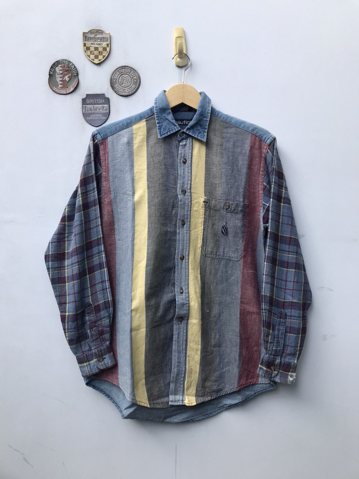 Nautica × Vintage Vintage Nautica 90’s Colourful Striped Long Sleeve Dress shi Size US M / EU 48-50 / 2 - 5 Thumbnail
