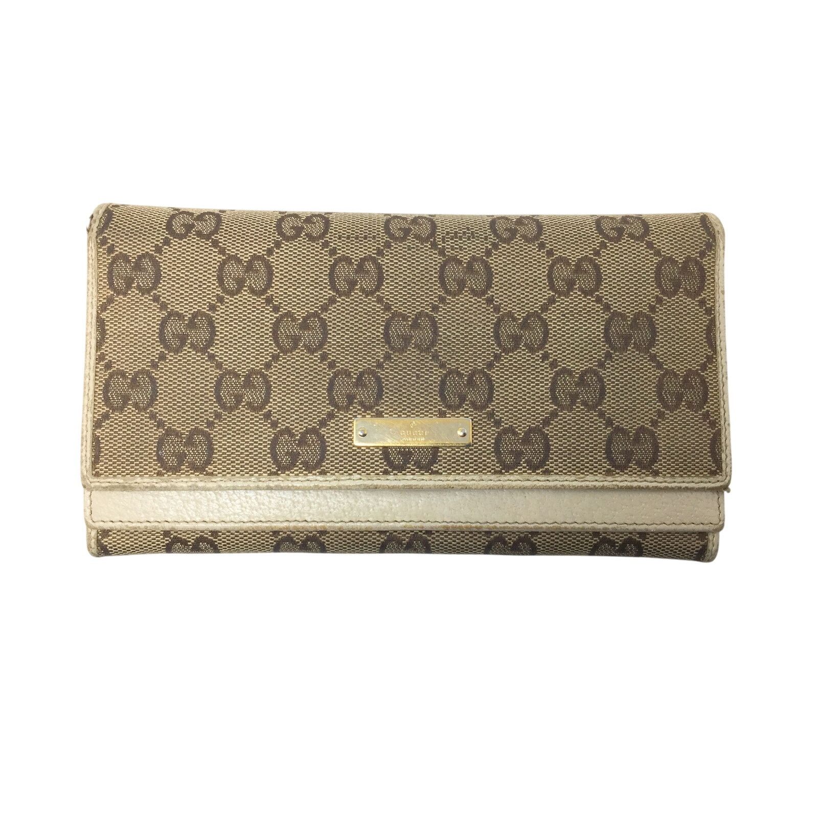 Gucci Gucci GG Canvas Beige & White Leather Double Layer Wallet Size ONE SIZE - 1 Thumbnail