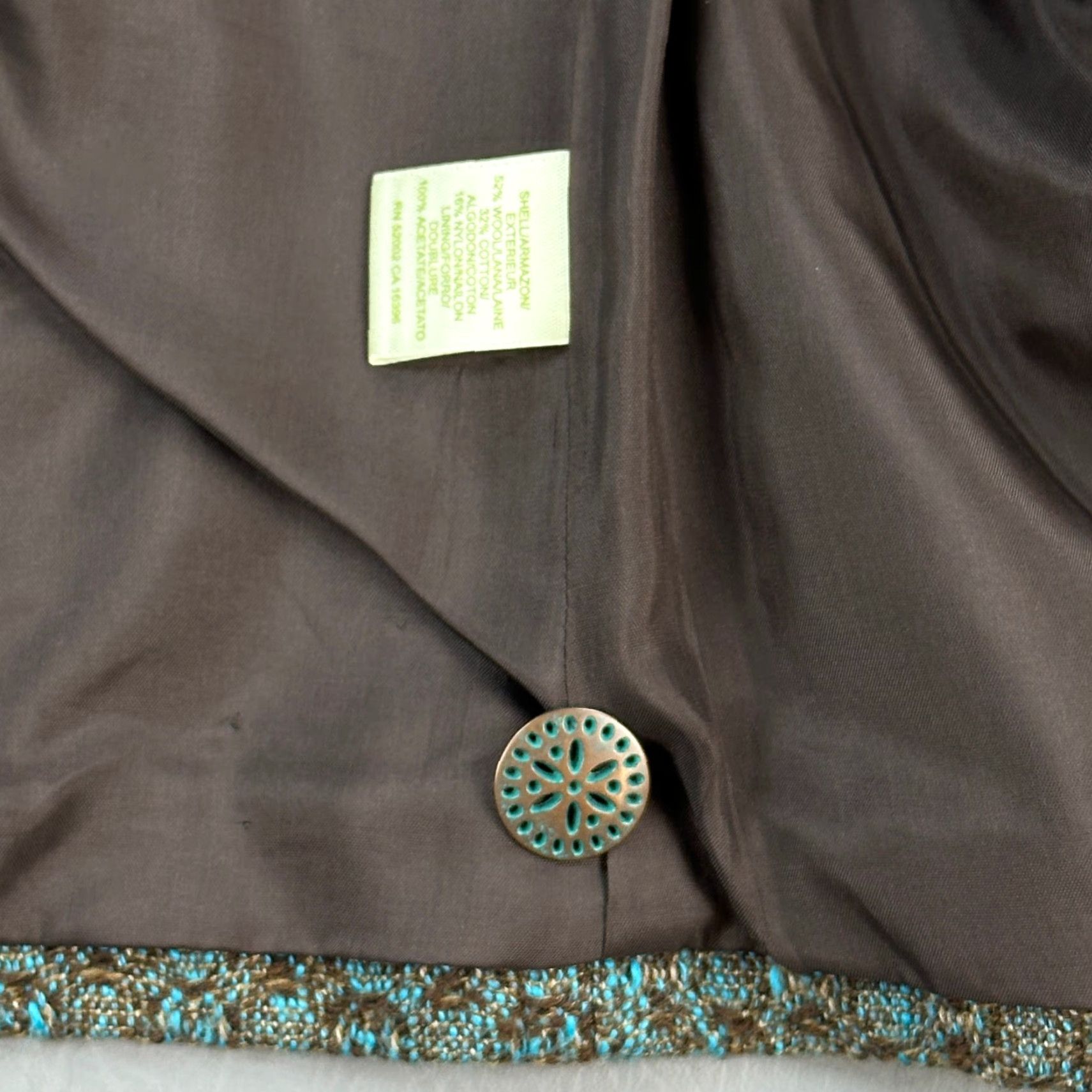 Vintage Sigrid Olsen Blazer Jacket Women's 10 Brown Teal Textured Tweed Wool Blend Blazer Size L / US 10 / IT 46 - 6 Thumbnail