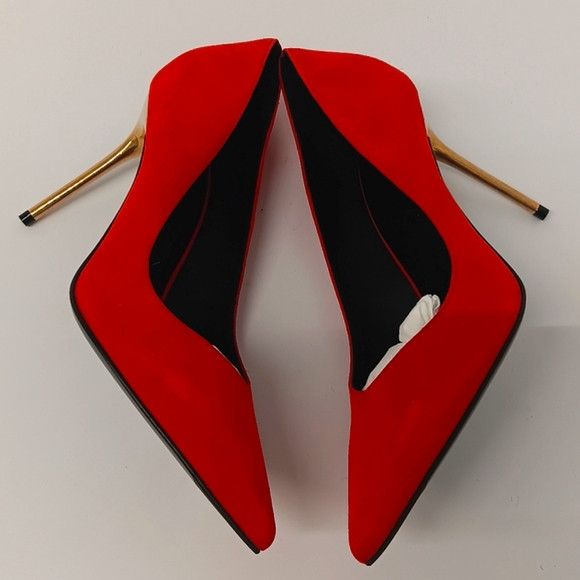 Balmain Balmain Women's Red Ruby Decollete Stiletto Heels - EU37/US7 Size US 7 / IT 37 - 5 Thumbnail
