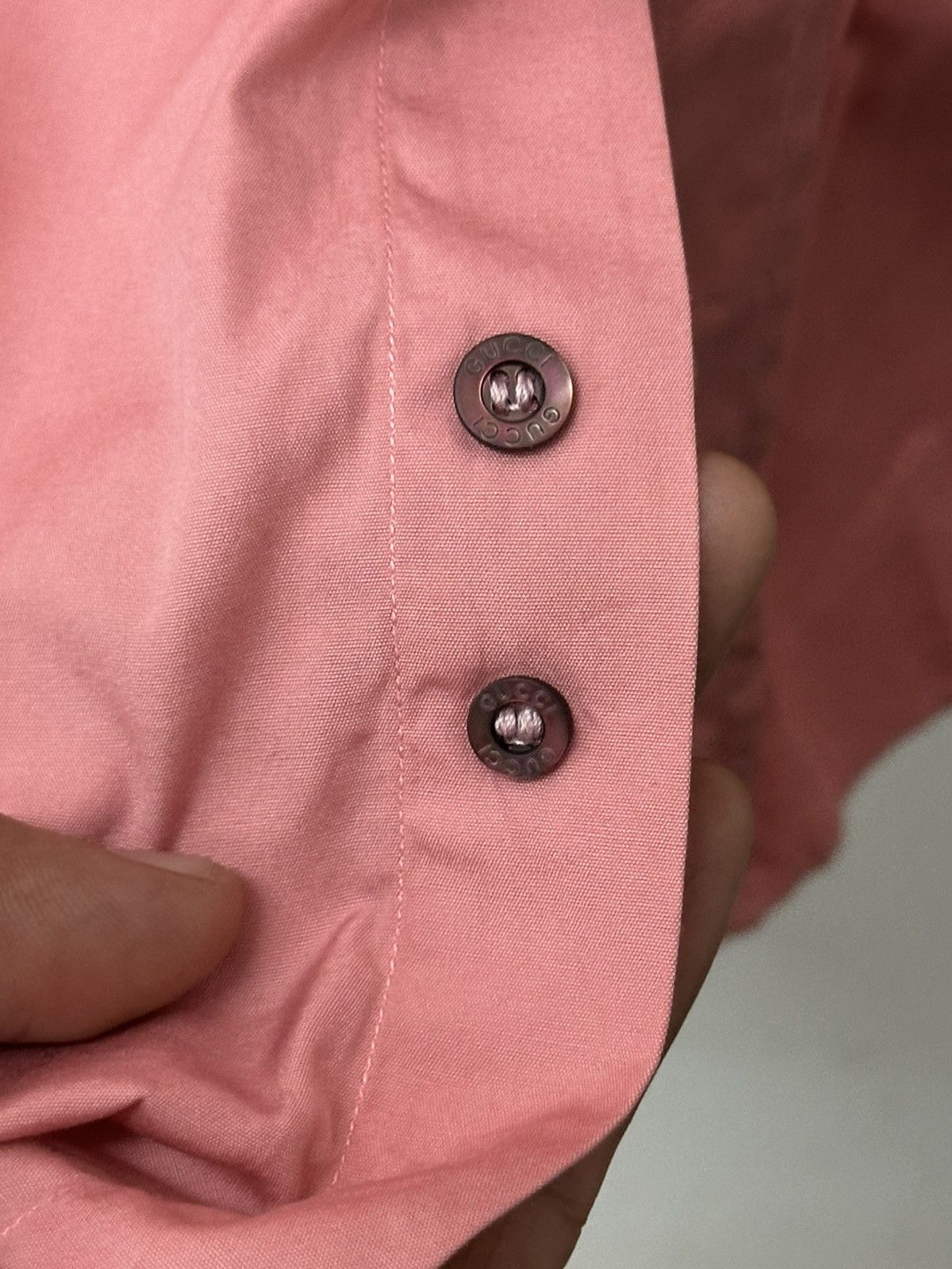 Gucci Gucci Panelled Button Heavy Cotton Up Shirt (Dusky Pink) Size US S / EU 44-46 / 1 - 7 Thumbnail