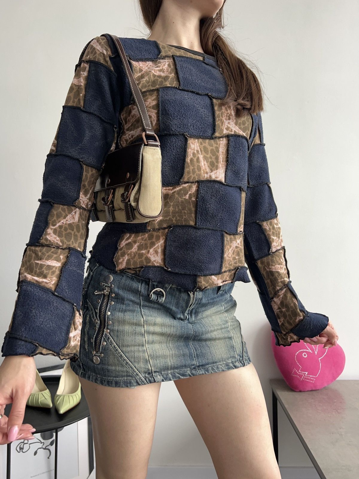 Handmade × Japanese Brand × Vintage Vintage Hand Made Mixed Fabric Long Sleeve archival Size XS / US 0-2 / IT 36-38 - 2 Thumbnail