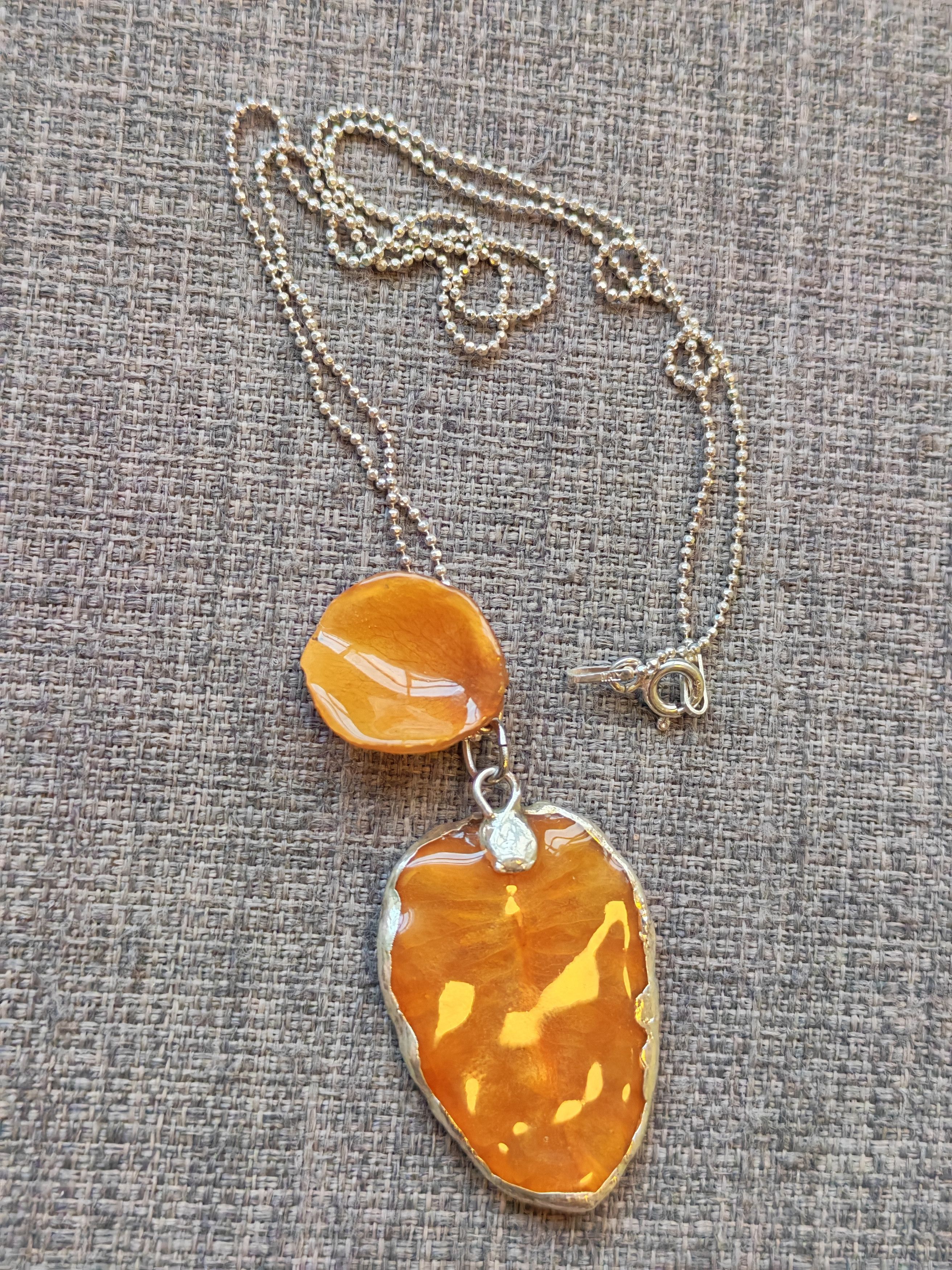 Vintage Amber Necklace Silver 925 Italy Size ONE SIZE - 1 Thumbnail