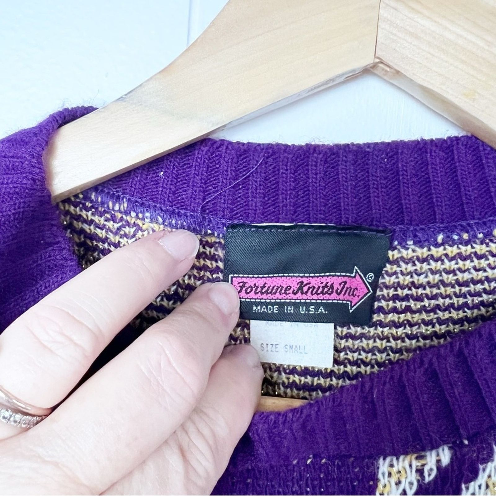 Vintage Vintage Purple Cream Oversized Pullover Sweater Women Small Size S / US 4 / IT 40 - 2 Thumbnail