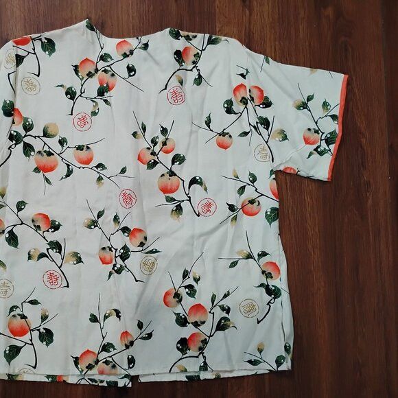 Other Vintage Leisure Fashions Peach Blossom Rayon Blouse Shirt Size M / US 6-8 / IT 42-44 - 6 Thumbnail