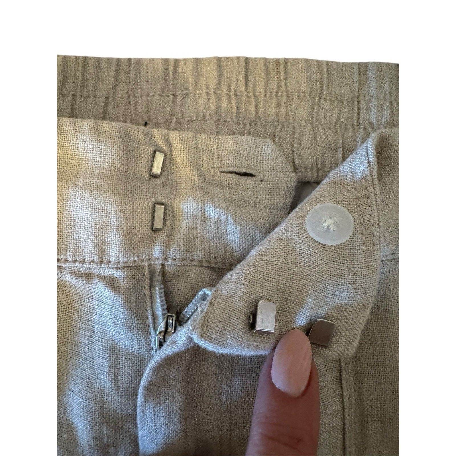 Athleta Athleta Voyager Pants Natural Beige 100% Linen Tapered Size 34" / US 12 / IT 48 - 4 Thumbnail