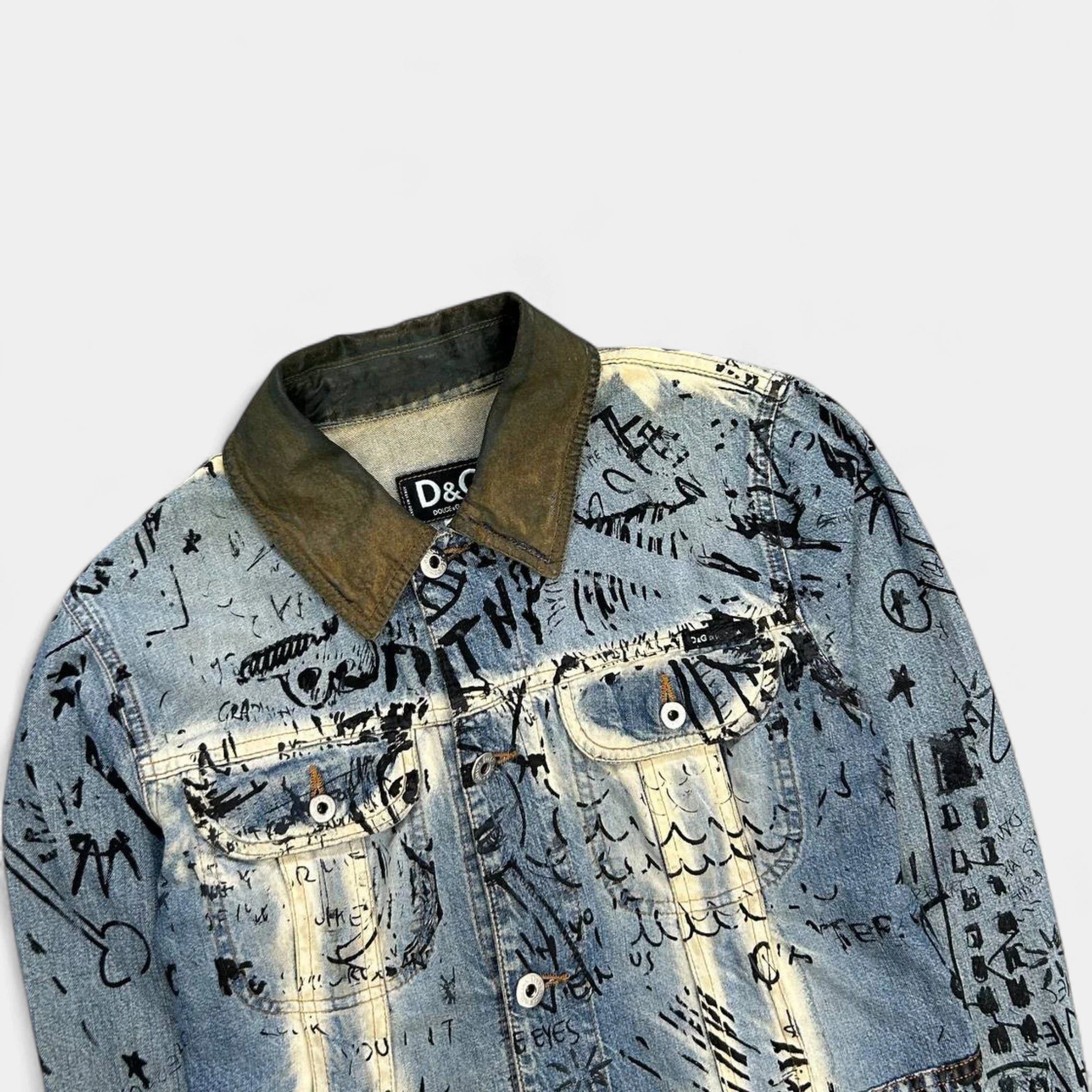 Dolce & Gabbana Dolce & Gabbana 2000s Denim Scribble Denim Jacket Size US XS / EU 42 / 0 - 2 Thumbnail