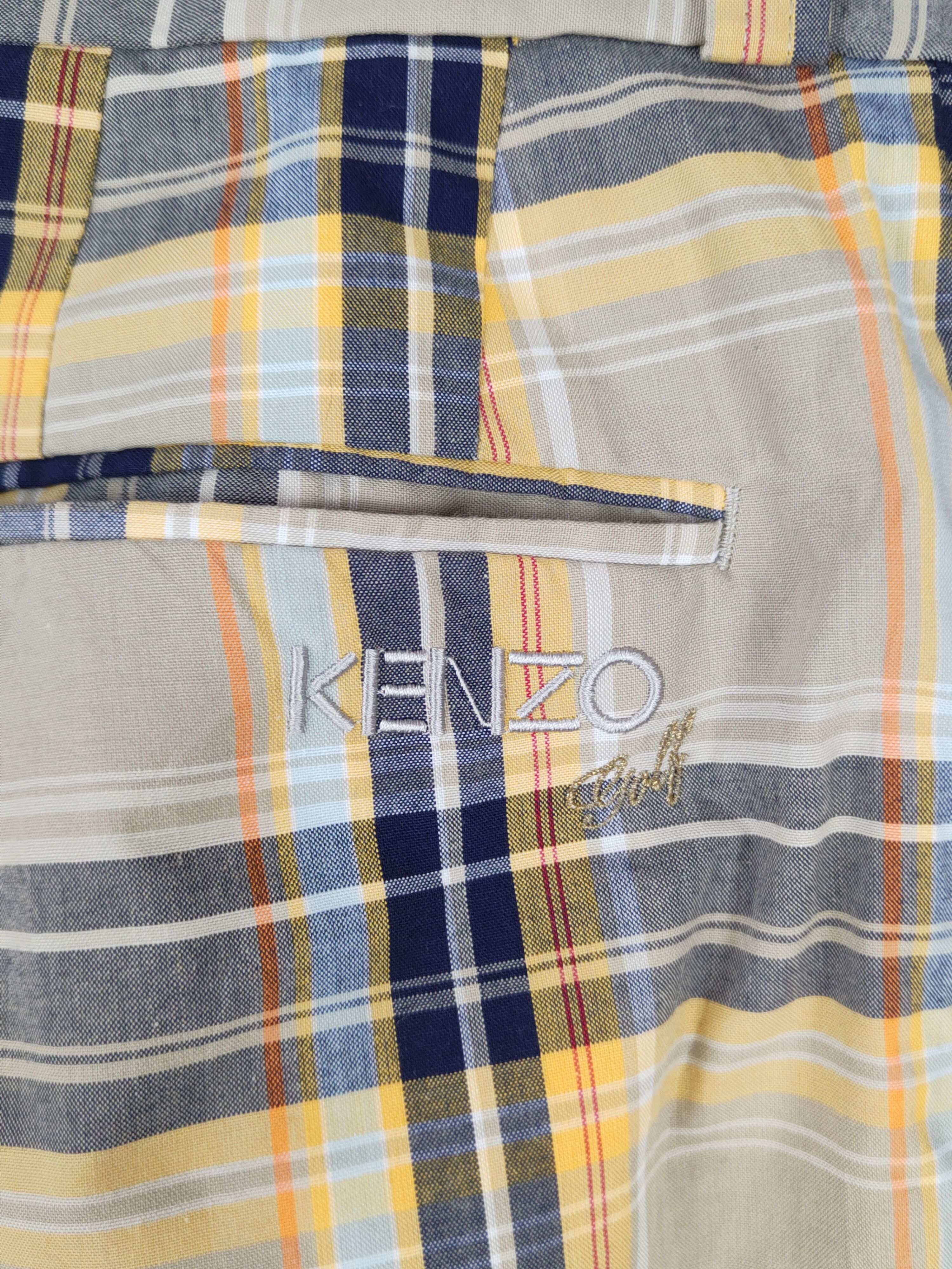 Kenzo Kenzo Golf Yellow Blue checkered Casual Pants #S1348 Size US 32 / EU 48 - 10 Thumbnail