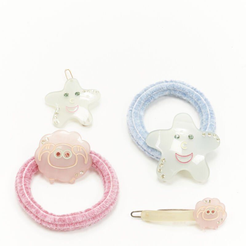 Other CHIC & MODE Alexandre Zouari 4X green crystal star pink sheep hair clip tie Size ONE SIZE - 1 Thumbnail