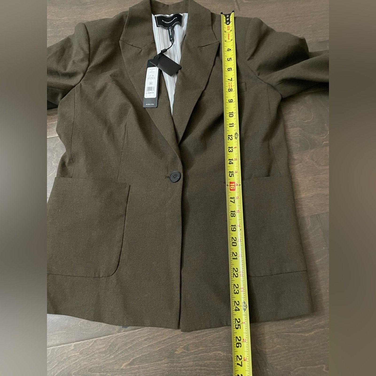 Bcbgmaxazria BCBG MaxAzria Front Pocket Olive Green Blazer Sz M Size M / US 6-8 / IT 42-44 - 7 Thumbnail