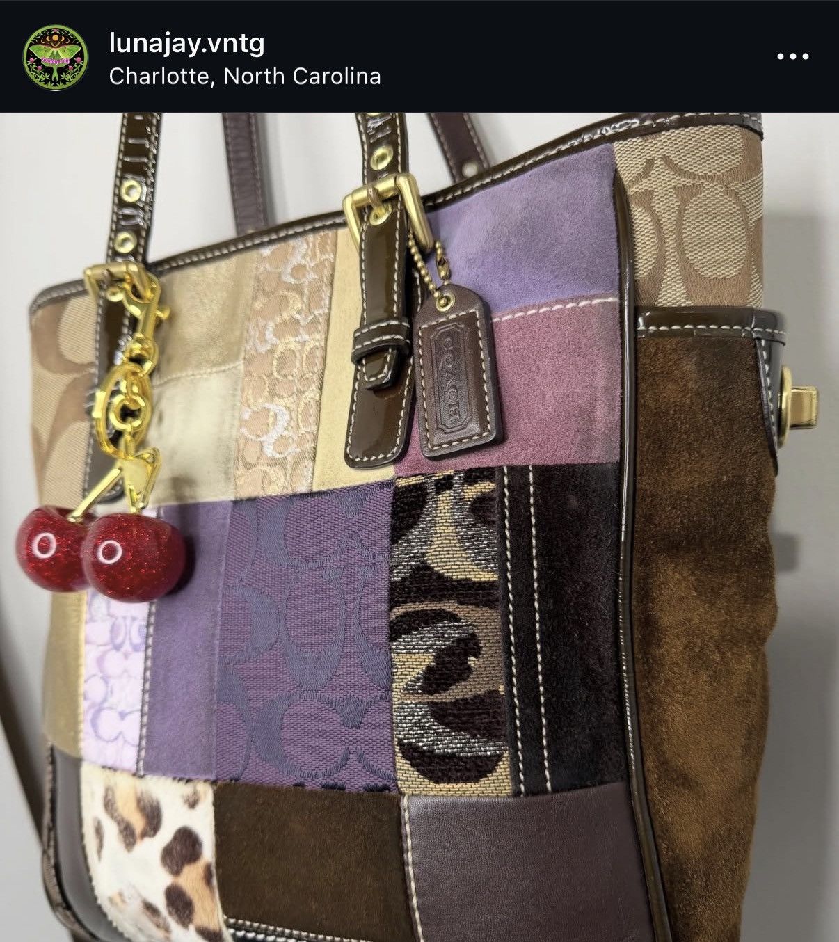 Coach Coach Limited Edition Holiday Patchwork Eva Purple Tote Y2K Size ONE SIZE - 2 Thumbnail