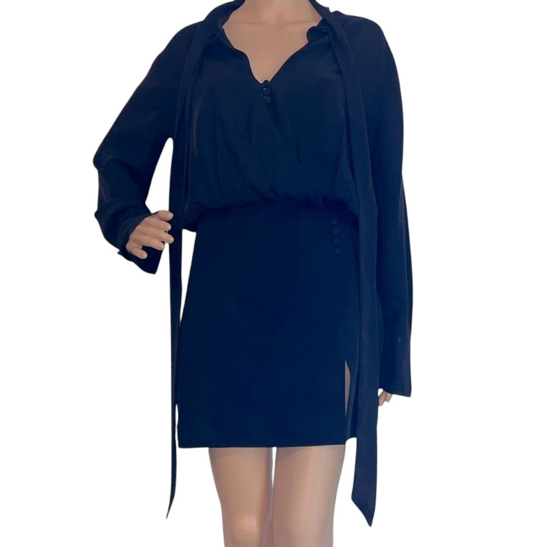 Zara ZARA Tied Mini Dress Black size M Size M / US 6-8 / IT 42-44 - 3 Thumbnail