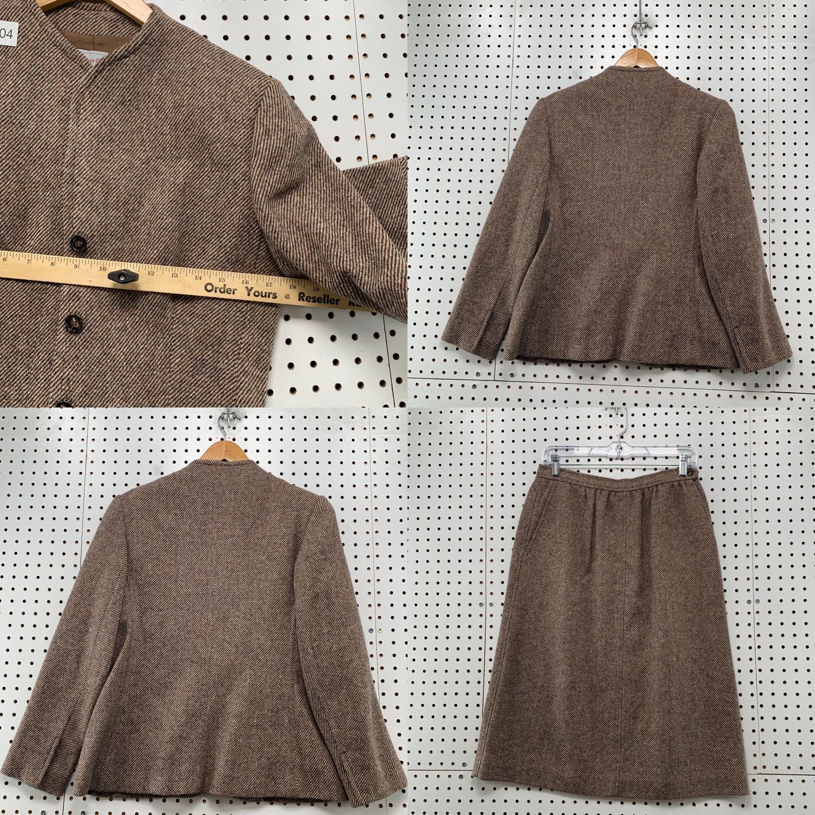 Evan Picone VINTAGE Evan Picone Wool Tweed Blazer Skirt Set Womens Medium Brown Union USA Size 32" / US 10 / IT 46 - 8 Thumbnail