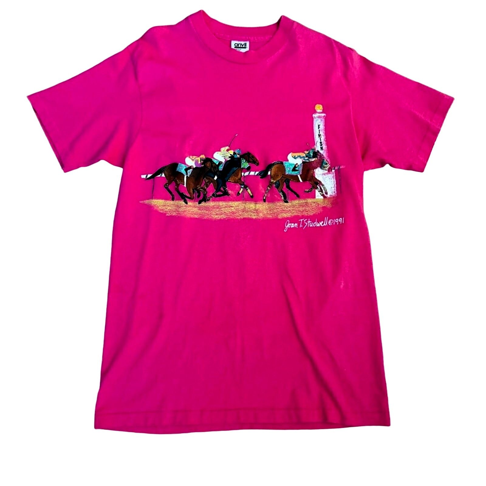 Anvil Kentucky Derby VTG 90s Joan Studwell Horse Race Tee Shirt Size L / US 10 / IT 46 - 9 Thumbnail