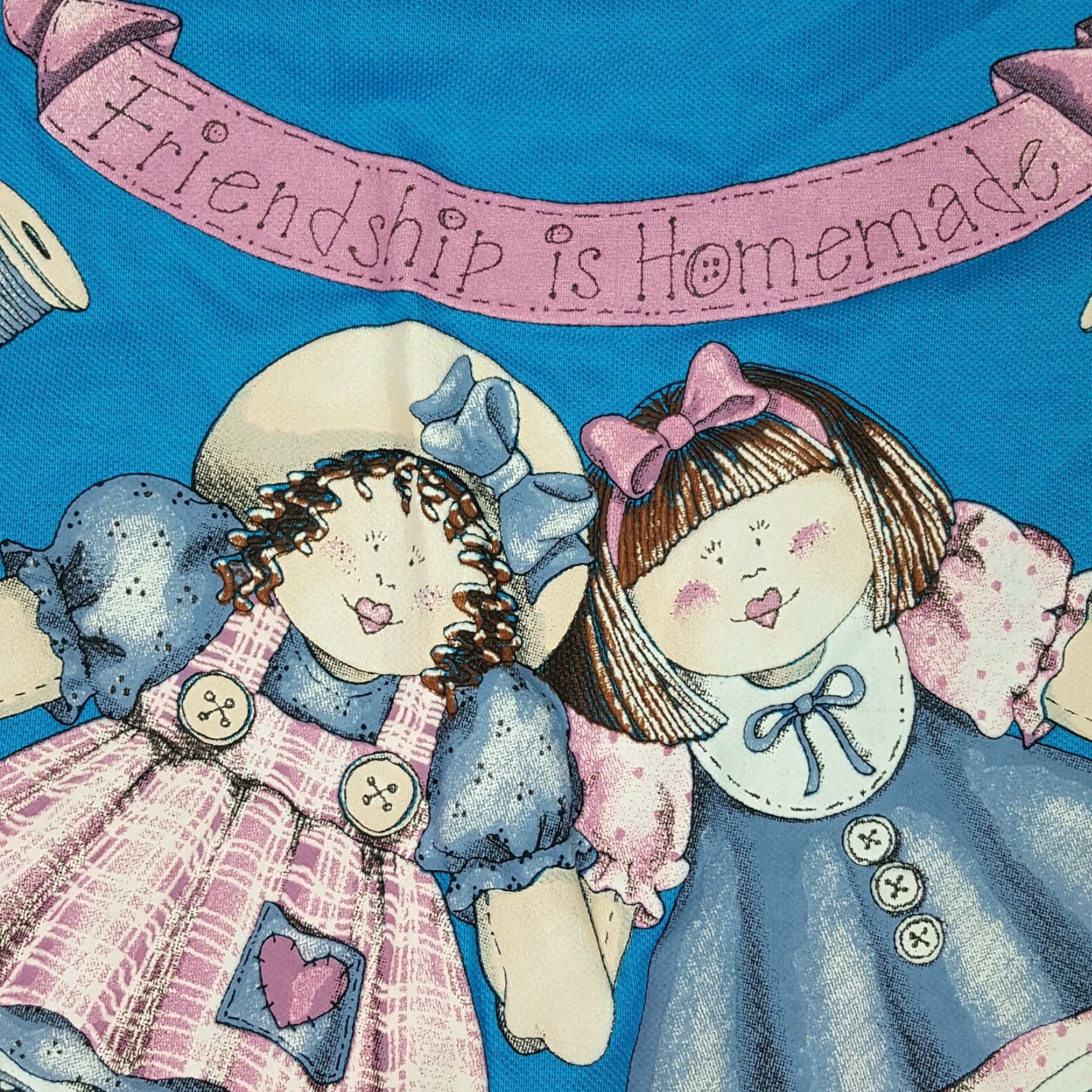 Vintage VINTAGE Airwaves T-Shirt Size 2X Blue Patchwork Short Sleeve Retro 90s Friendship Dolls Mens Size US XXL / EU 58 / 5 - 5 Thumbnail
