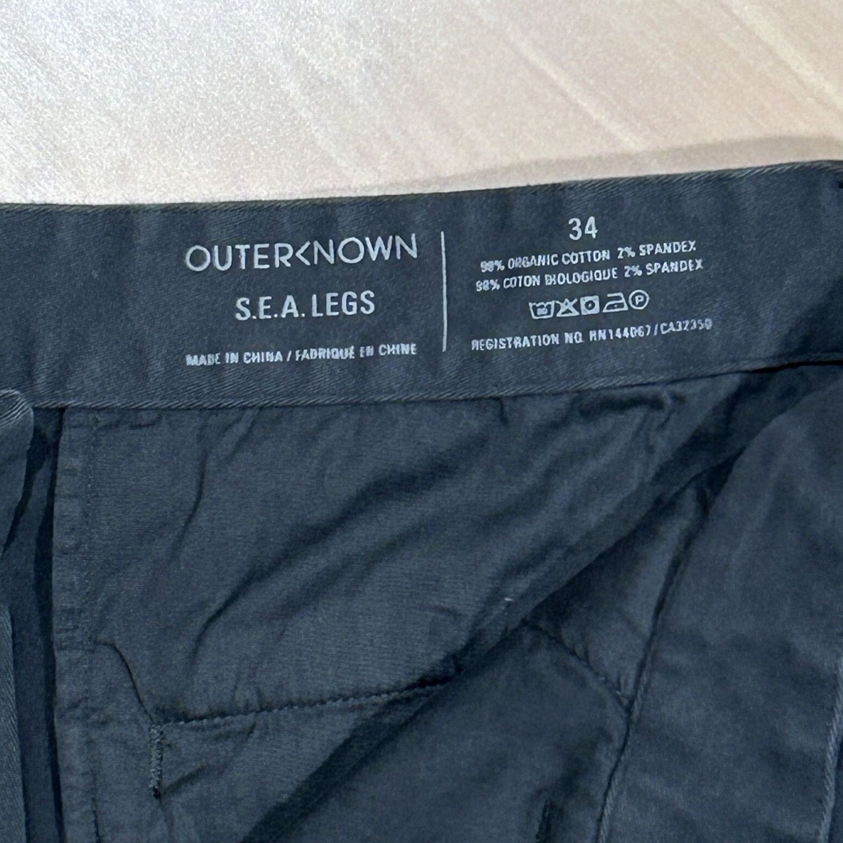 Outerknown Outerknown SEA Legs Chino Pants Distressed Men’s 34x30 Dark Gray Solid Regular Straight Pocket Logo Cotton Blend Knit Stretch Men 34x30 1010s Size US 34 / EU 50 - 6 Thumbnail