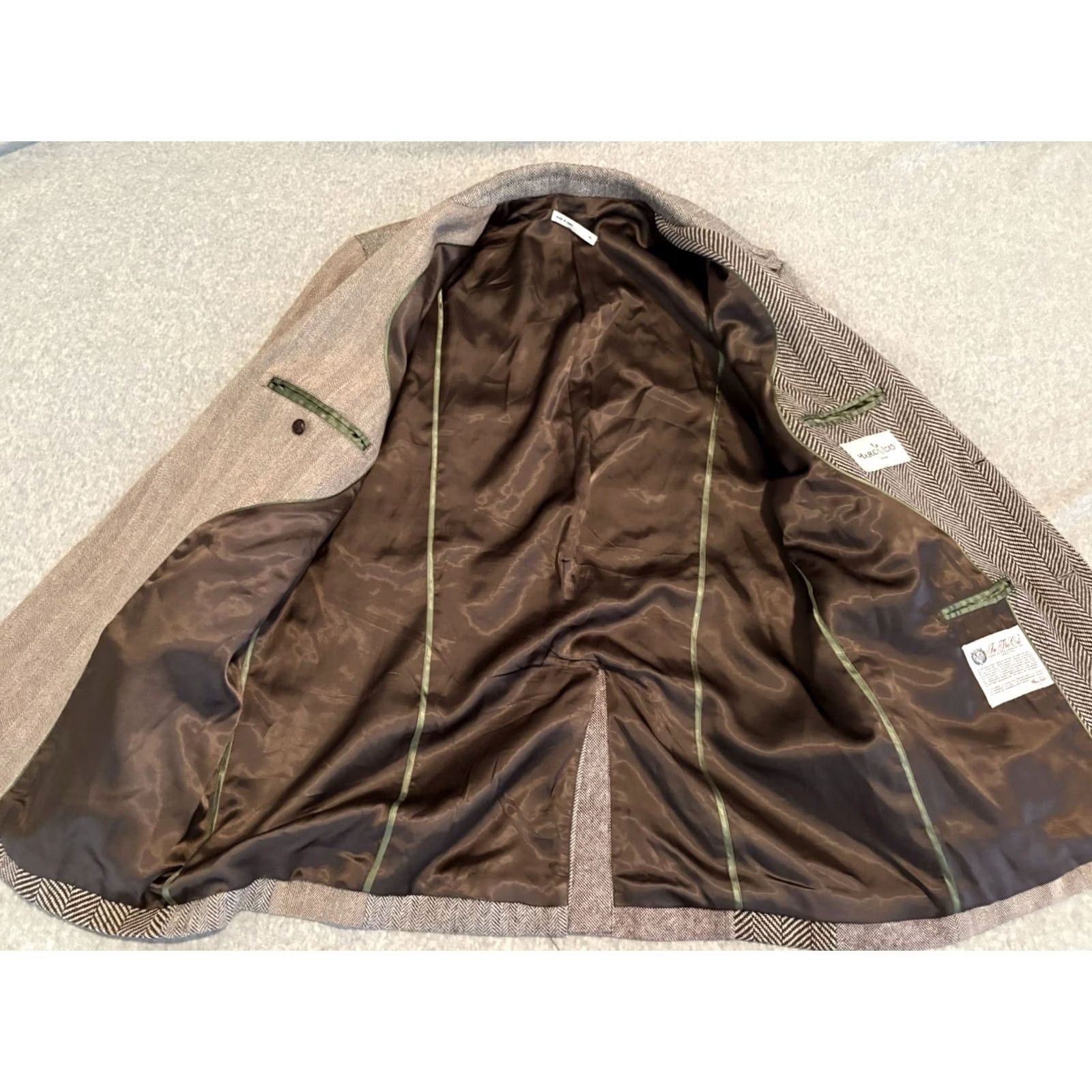 Vintage Marc Ecko Blazer Jacket Mens XL Brown Patchwork Plaid Two Button Coat Sport Coat Regular Length Size 46R - 2 Thumbnail