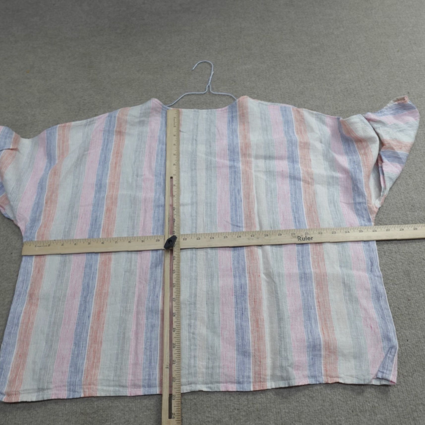 Vintage Paraphrase Blouse Striped 3/4 Sleeves Linen Crew Neck Blue Beige Large L Women Size L / US 10 / IT 46 - 4 Thumbnail