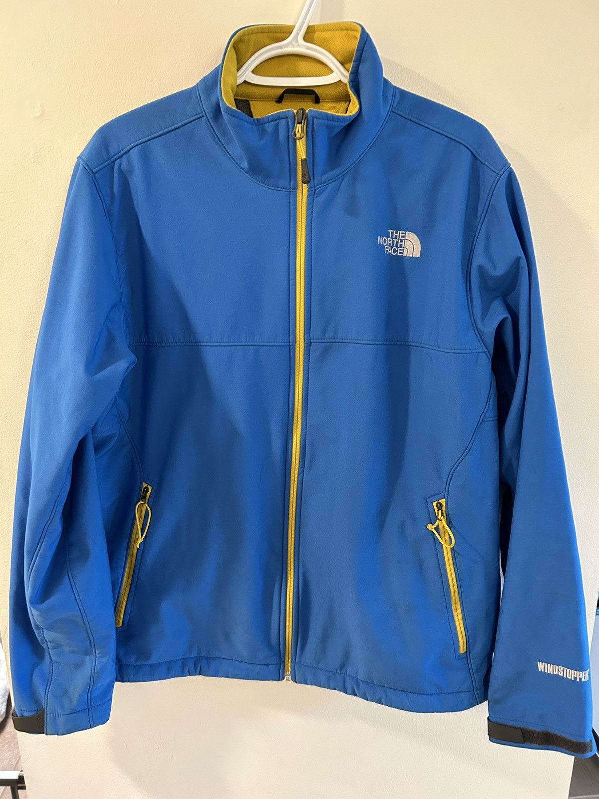 Vintage The North Face Soft Blue / Yellow Windstopper Light Jacket ...